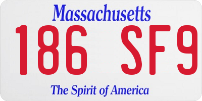 MA license plate 186SF9