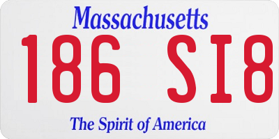 MA license plate 186SI8