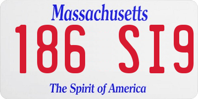 MA license plate 186SI9