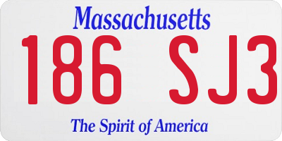 MA license plate 186SJ3