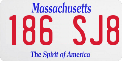 MA license plate 186SJ8
