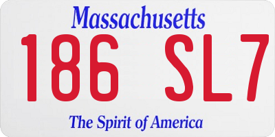 MA license plate 186SL7