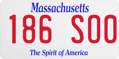 MA license plate 186SO0