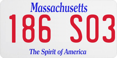 MA license plate 186SO3