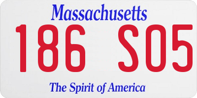 MA license plate 186SO5