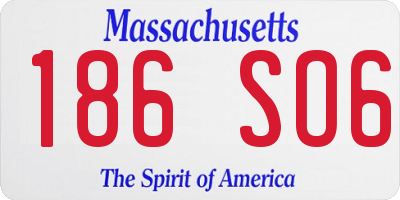 MA license plate 186SO6