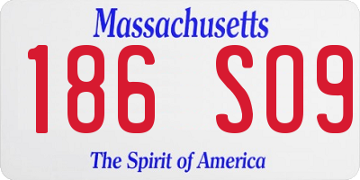 MA license plate 186SO9