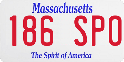 MA license plate 186SP0