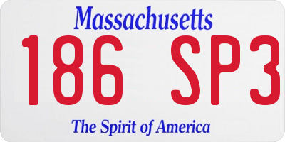 MA license plate 186SP3