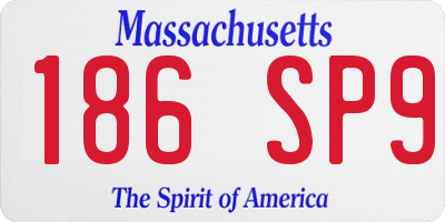 MA license plate 186SP9