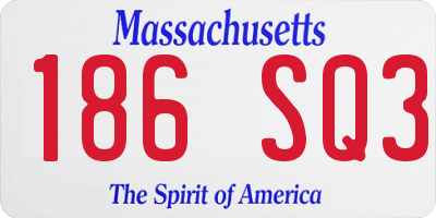 MA license plate 186SQ3