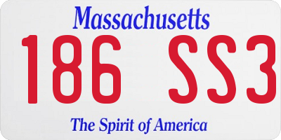 MA license plate 186SS3