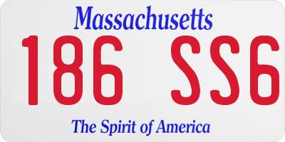 MA license plate 186SS6