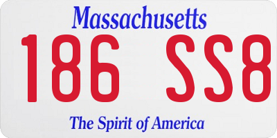 MA license plate 186SS8
