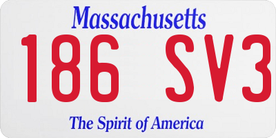 MA license plate 186SV3