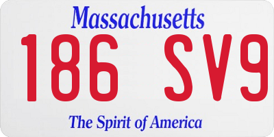 MA license plate 186SV9