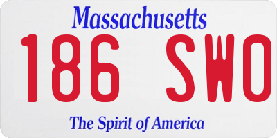 MA license plate 186SW0