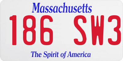 MA license plate 186SW3