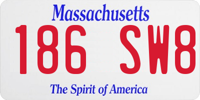 MA license plate 186SW8