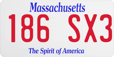 MA license plate 186SX3