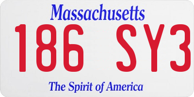 MA license plate 186SY3