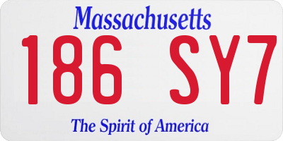 MA license plate 186SY7