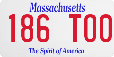 MA license plate 186TO0