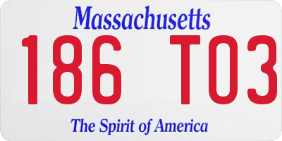 MA license plate 186TO3