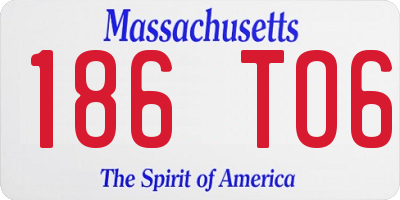 MA license plate 186TO6