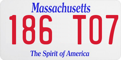MA license plate 186TO7
