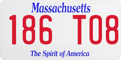 MA license plate 186TO8
