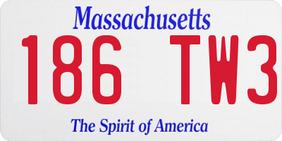MA license plate 186TW3