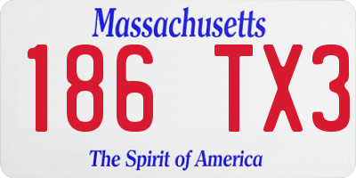 MA license plate 186TX3