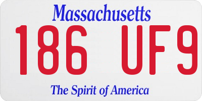 MA license plate 186UF9