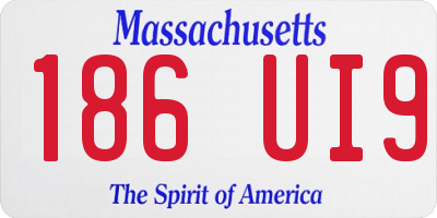 MA license plate 186UI9