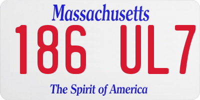 MA license plate 186UL7