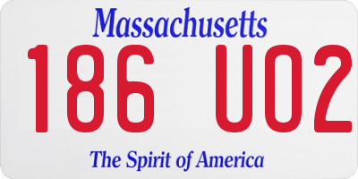 MA license plate 186UO2