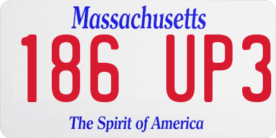 MA license plate 186UP3