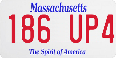 MA license plate 186UP4