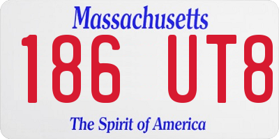 MA license plate 186UT8