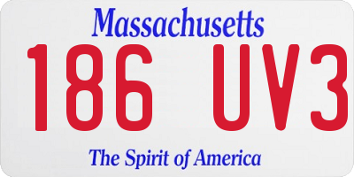 MA license plate 186UV3