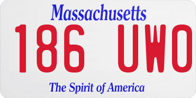 MA license plate 186UW0