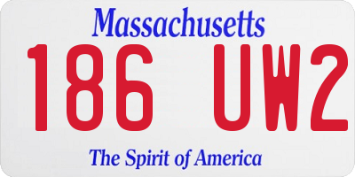 MA license plate 186UW2