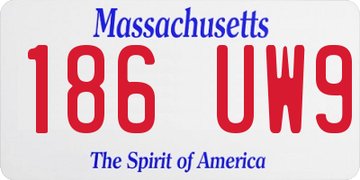 MA license plate 186UW9