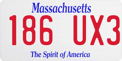 MA license plate 186UX3