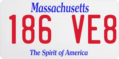 MA license plate 186VE8