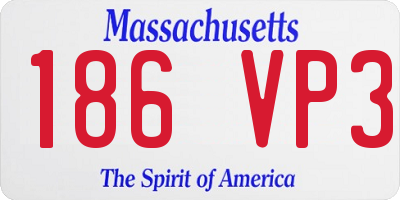 MA license plate 186VP3