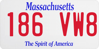 MA license plate 186VW8