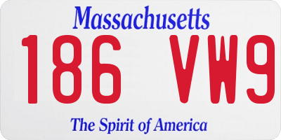 MA license plate 186VW9