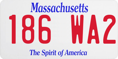 MA license plate 186WA2